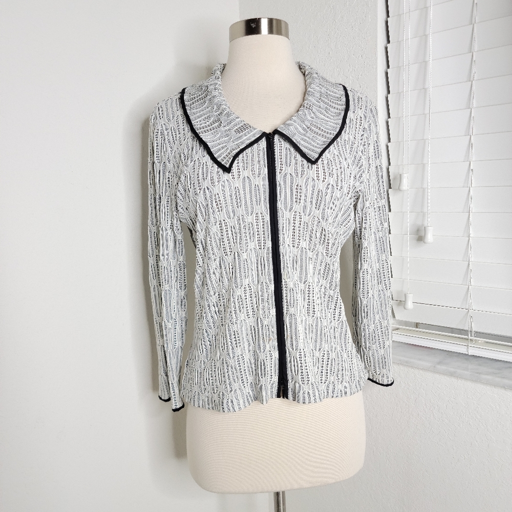 Samuel Dong Textured Zip Front Top L. - image 2